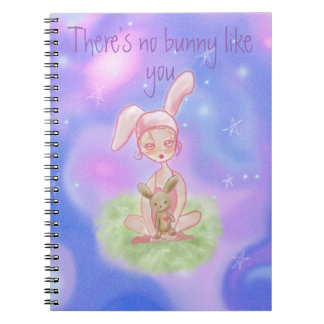 Carnet Fille Avec Lapin Rose