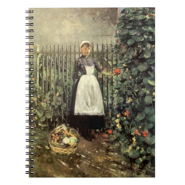 Carnet Fille avec un panier de légumes dans un jardin (Devant)