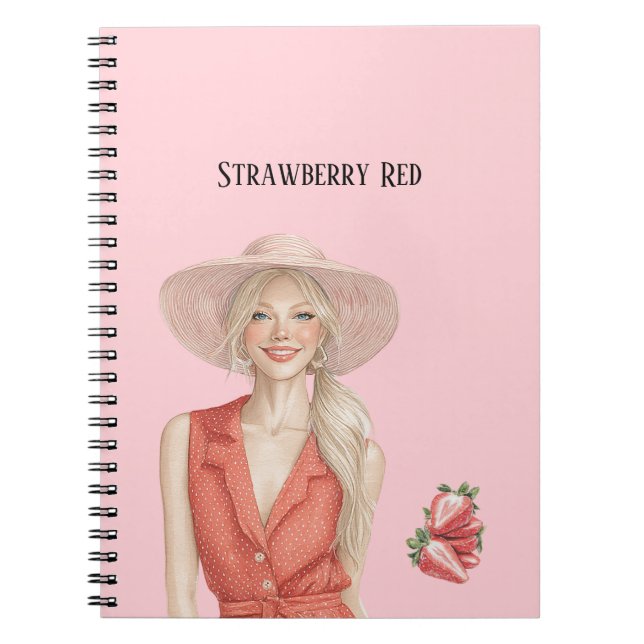 Carnet Fille blonde rouge fraise (Devant)
