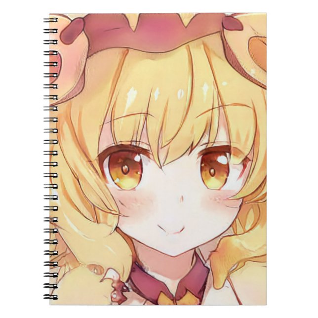 Carnet Fille blonde souriante aux yeux ambrés manga anime (Devant)