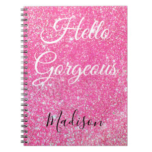 Carnet Fille Bonjour Gorgeous Hot rose Parties scintillan