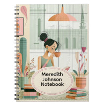 Fille bouquiniste moderne mi-siècle cosy Café