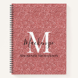 Carnet Fille Corail Parties scintillant rouge Nom du mono