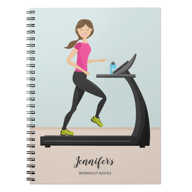 Carnet Fille Courant Sur Un Tapis De Lecture Fitness (Devant)