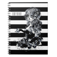 Fille Crâne Sucre Jolie Rayée Noir & Blanc
