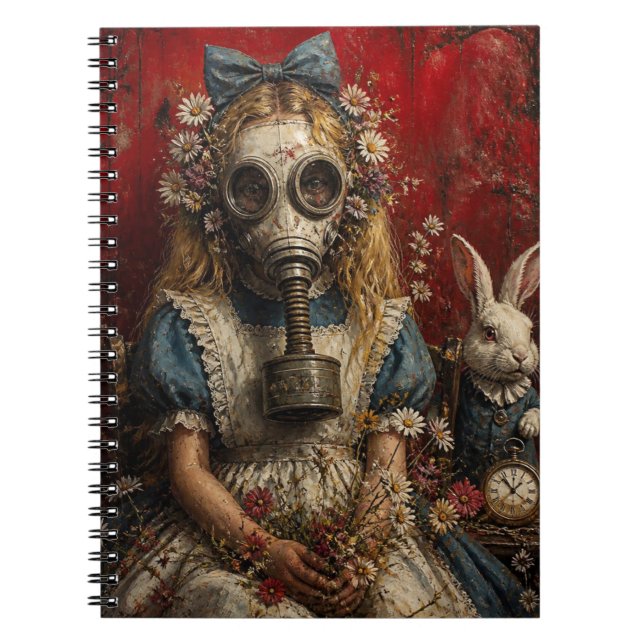 Carnet Fille dans un masque à gaz avec lapin blanc (Devant)