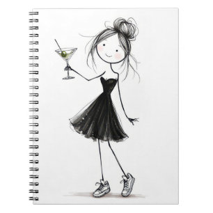 Carnet Fille de dessin animé à la fête avec Martini