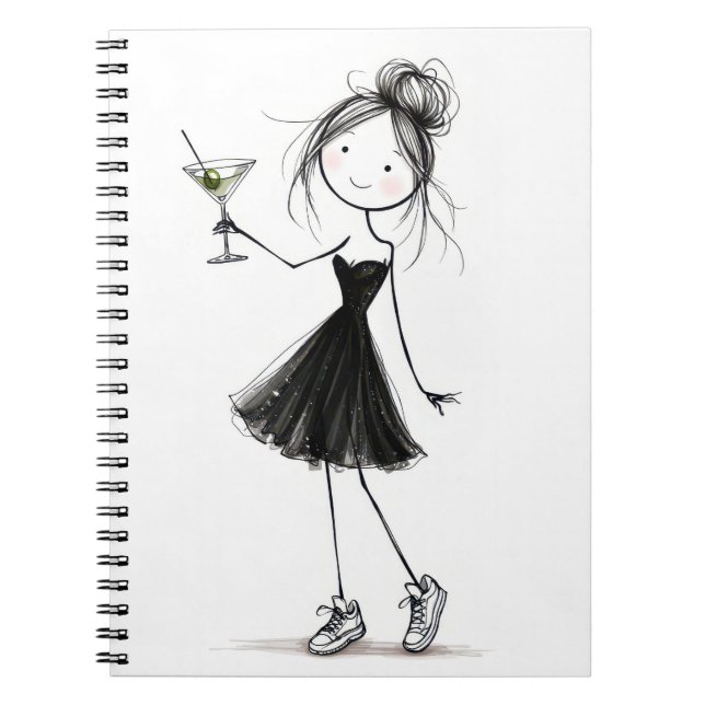 Carnet Fille de dessin animé à la fête avec Martini (Devant)