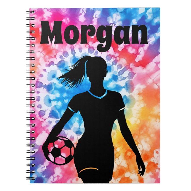 Carnet Fille de football Personnalisé Cravate-Dye Rainbow (Devant)