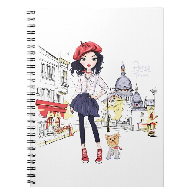 Carnet FILLE DE MODE Caderno À PARIS (Devant)