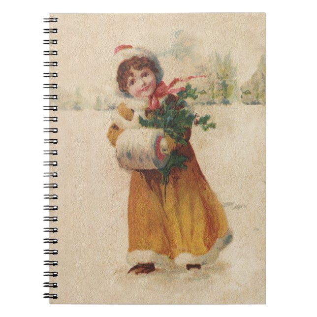 Carnet Fille de Noël antique Enfant d'hiver (Devant)