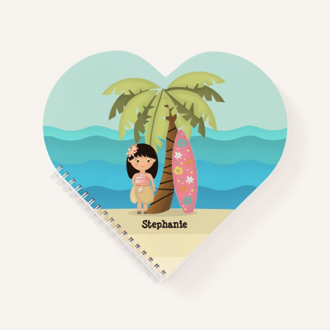 Carnet Fille de surfer hawaïenne (Devant)