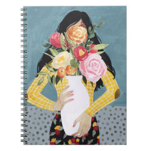 Carnet Fille de vase à fleur