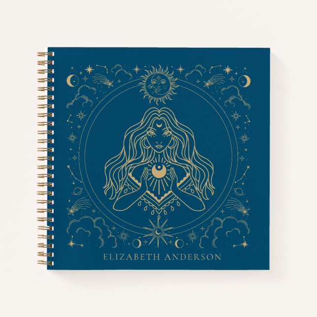 Carnet Fille d'or céleste et mystique (Devant)