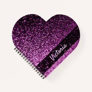 Carnet Fille du nom de la parties scintillant violette