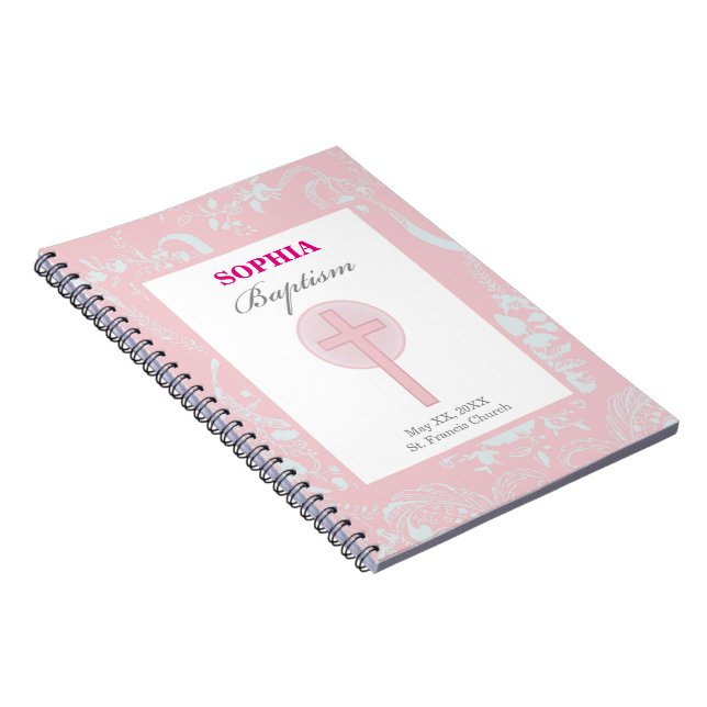 Carnet Fille en dentelle rose Baptême (Côté Droit)