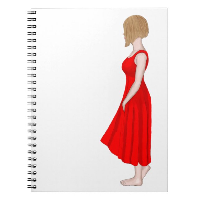 Carnet Fille en robe rouge peinture à l'huile (Devant)