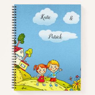 Carnet Fille et garçon mignons dessin animé personnalisé