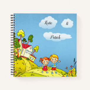 Carnet Fille et garçon mignons dessin animé personnalisé