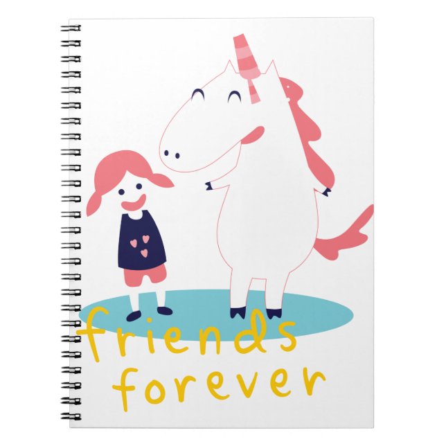 Carnet Fille et licorne meilleur ami (Devant)