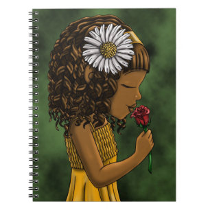 Carnet Fille et Rose afro-américaine