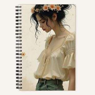 Carnet Fille éthérée avec papillons dans la nature