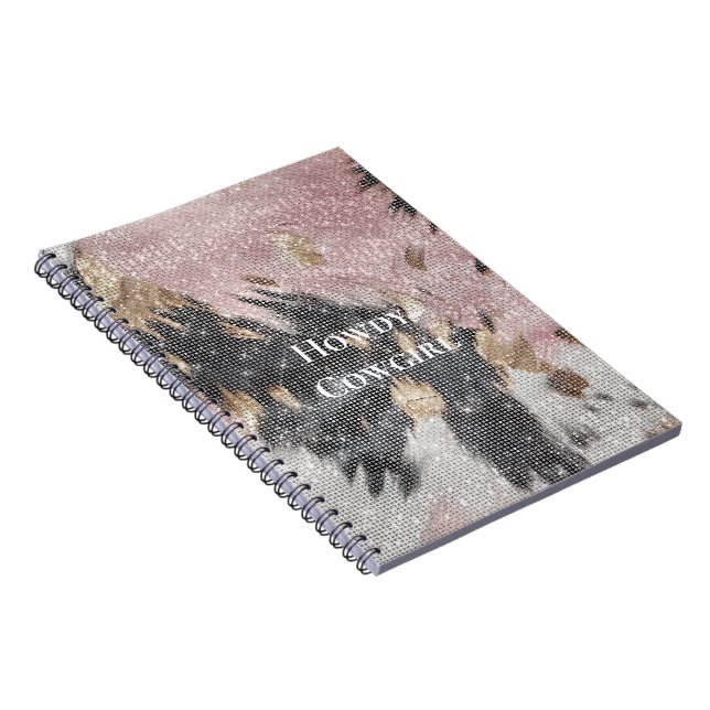 Carnet Fille étincelante rose Noir Or Cowgirl Cowhide (Côté Droit)