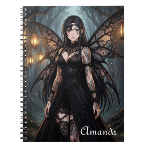 Carnet Fille fée d'anime gothique dans une forêt enchanté