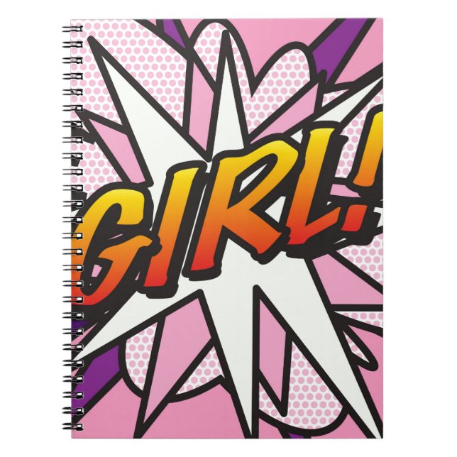 Carnet Fille Fun Retro Bande Dessinée Pop Art (Devant)