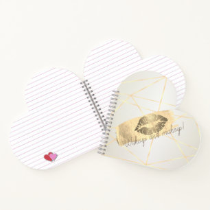 Carnet Fille Géométrique, Brosse Or, Lèvres