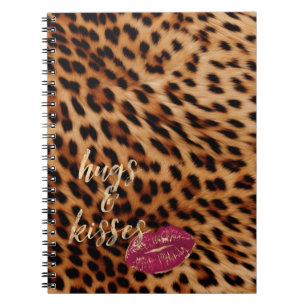 Carnet Fille Glam Leopard Hugs & Kisses Lips