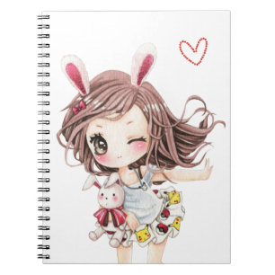 Carnet Fille mignonne de chibi de lapin