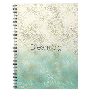 Carnet Fille Mint Aquarelle Ombre Empreinte de léopard Or