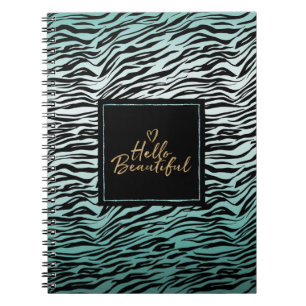 Carnet Fille Mint Black Zebra Imprimer Ombre Bonjour bell
