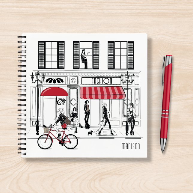 Carnet Fille moderne chic mode Nom personnalisé (Créateur téléchargé)