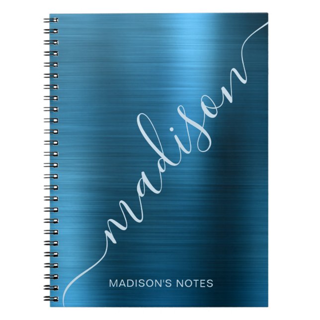 Carnet Fille moderne Mid Blue Metal Signature Monogramme (Devant)