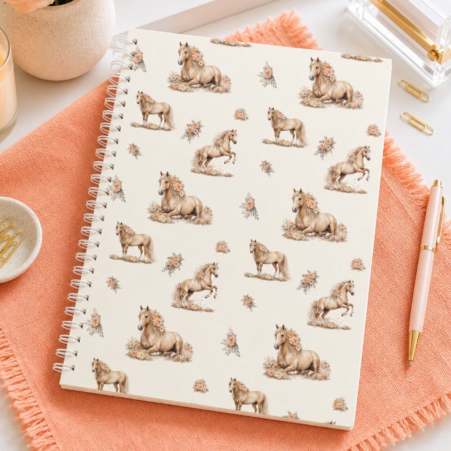 Carnet Fille motif cheval rose pêche fantaisiste  (Créateur téléchargé)