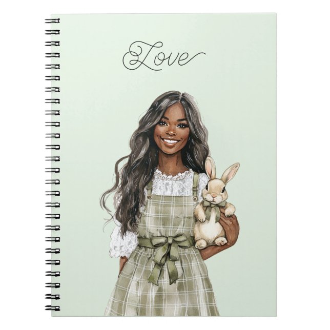 Carnet Fille noire avec agneau brun (Devant)