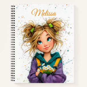 Carnet Fille originale mignonne aquarelle