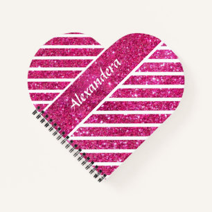 Carnet Fille Parties scintillant rose et Script blanc Gla