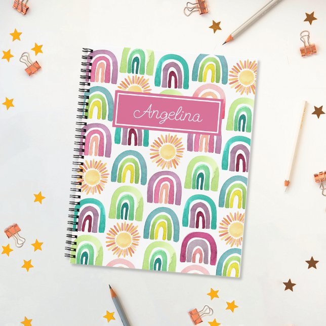 Carnet Fille Pink Rainbows & Suns Motif Retour à l'école (Créateur téléchargé)