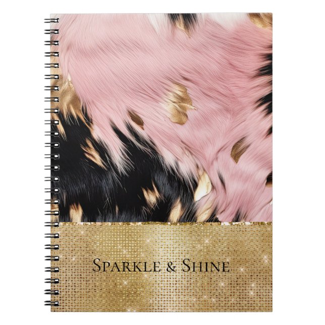 Carnet Fille Rose Black Gold Cowgirl Cowhide (Devant)