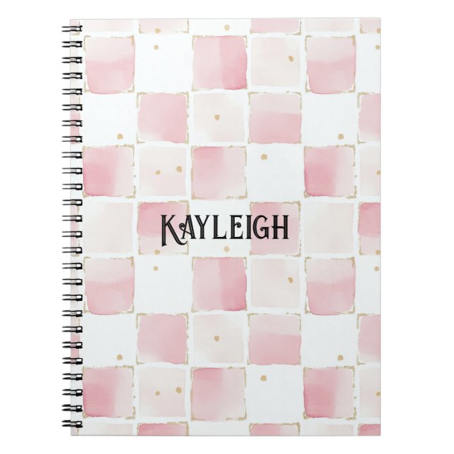 Carnet Fille Rose Blanc Chic Carrés (Devant)