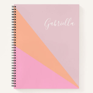 Carnet Fille rose et orange géométrique personnalisée