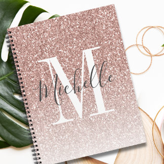 Carnet Fille Rose Gold Blush Parties scintillant rose Nom