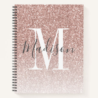 Carnet Fille Rose Gold Blush Parties scintillant rose Nom