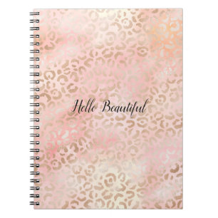 Carnet Fille rose or Blush Empreinte de léopard
