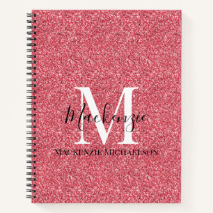 Carnet Fille rose Parties scintillant Monogramme Nom Carn