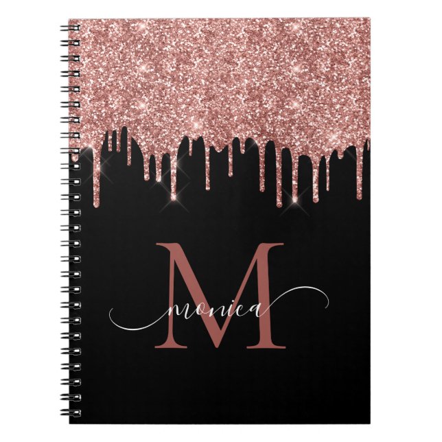 Carnet Fille Rose Parties scintillant or Blush Monogramme (Devant)