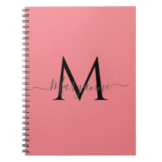 Carnet Fille rose Personnalisé Monogramme Noir